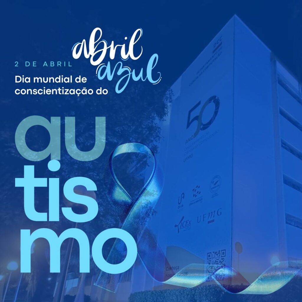 Fachada do DCC ganha iluminação azul em apoio à conscientização sobre o autismo