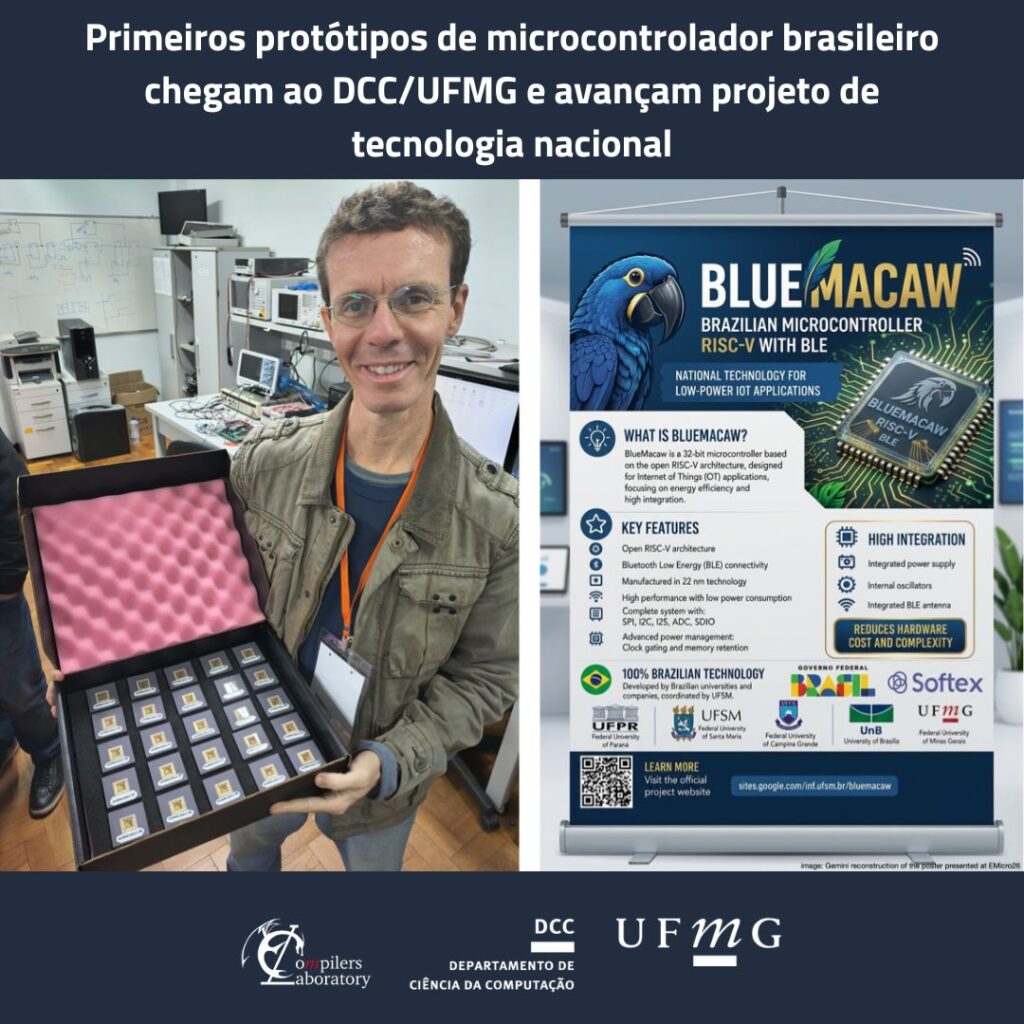 Primeiros protótipos de microcontrolador brasileiro chegam ao DCC/UFMG e avançam projeto de tecnologia nacional
