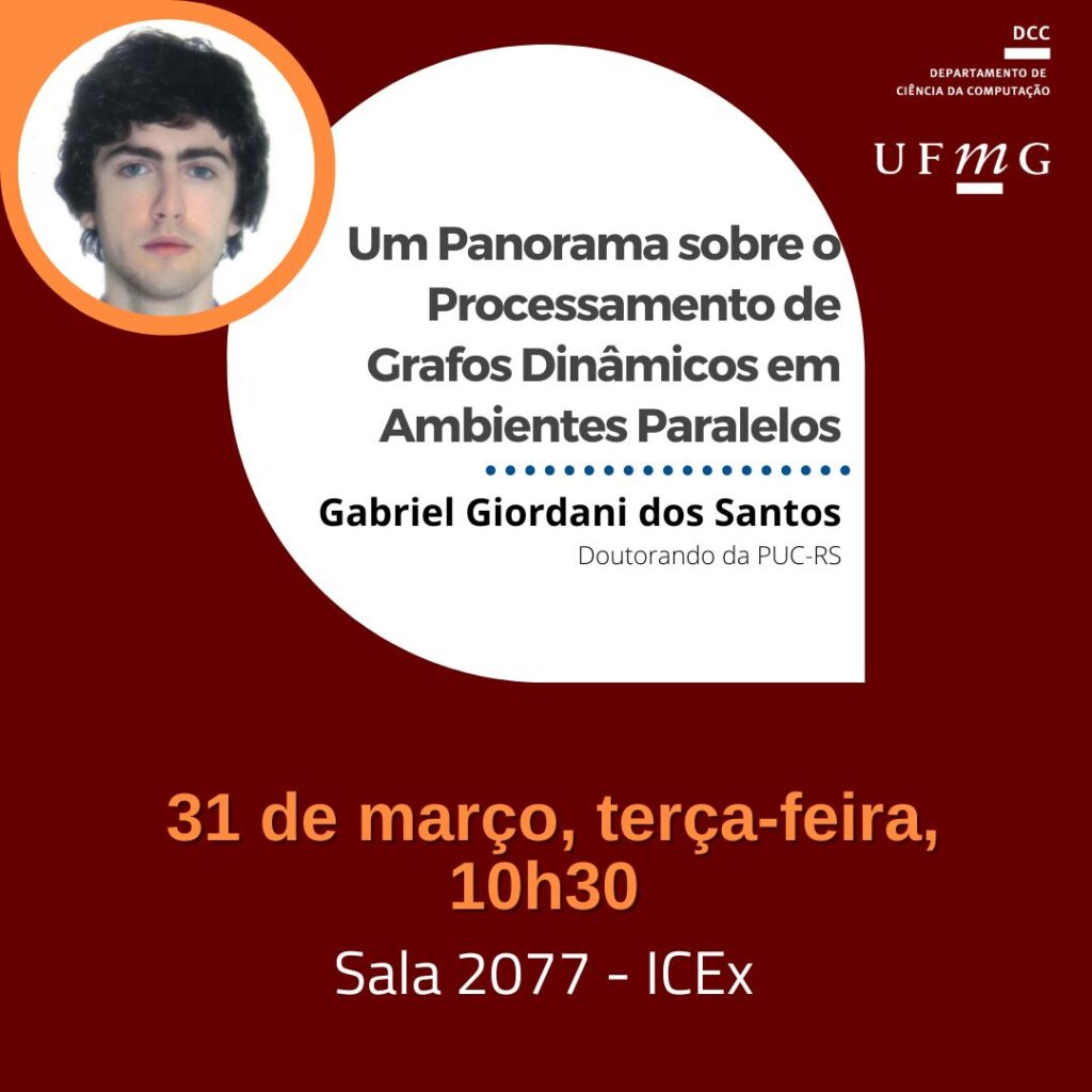 Palestra aberta ao público: Um Panorama sobre o Processamento de Grafos Dinâmicos em Ambientes Paralelos
