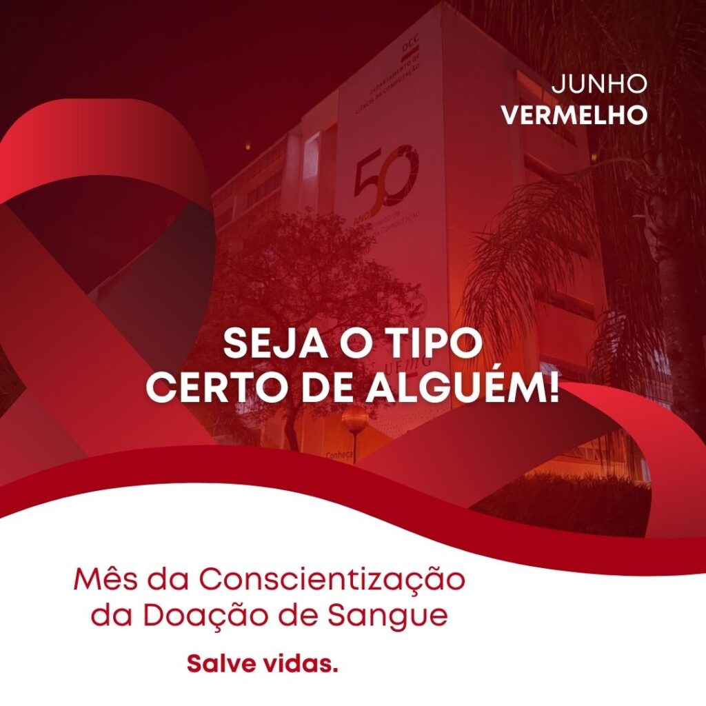 Prédio do DCC é iluminado em vermelho e reforça campanha nacional de doação de sangue