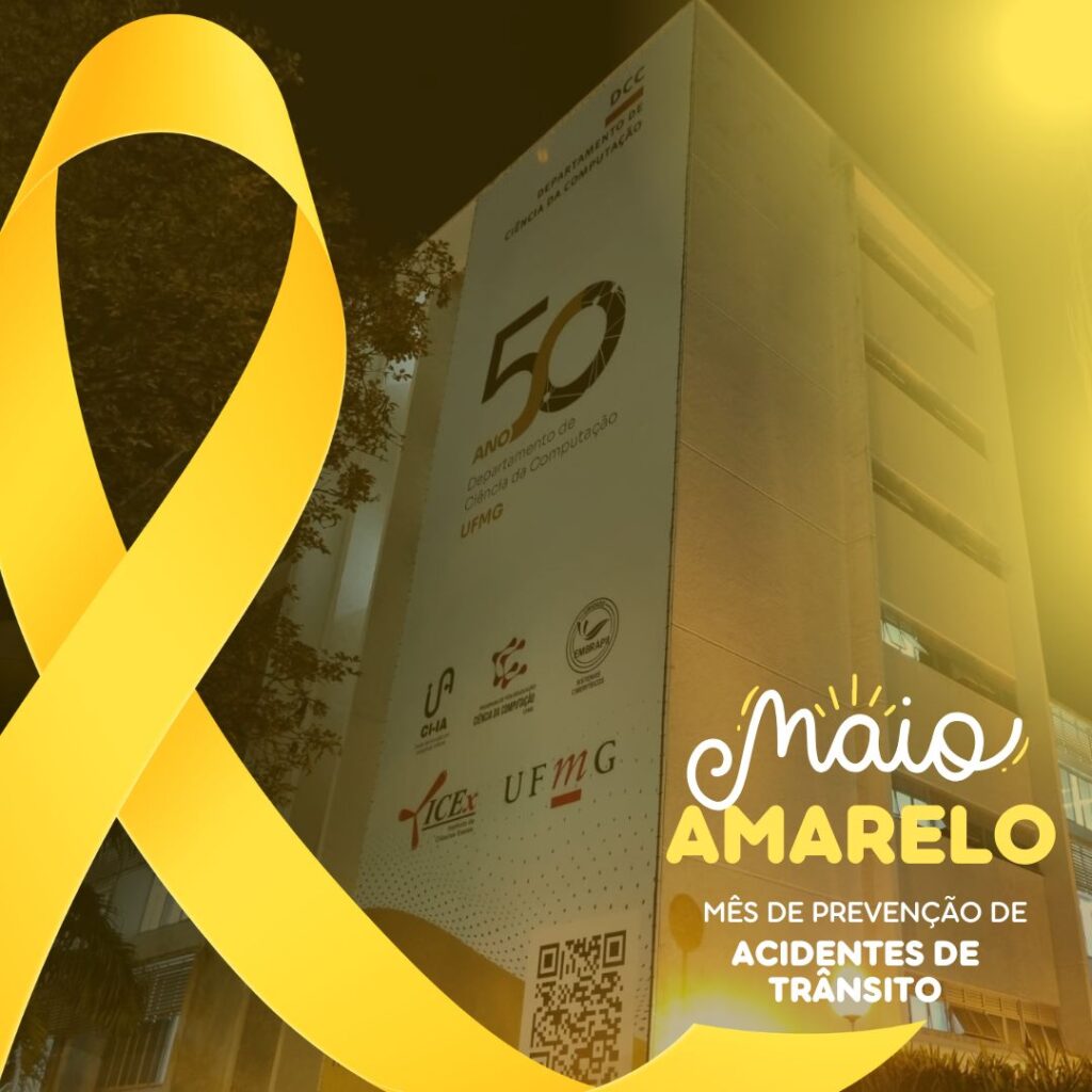 Iluminação amarela no prédio do DCC reforça alerta para segurança no trânsito durante campanha nacional