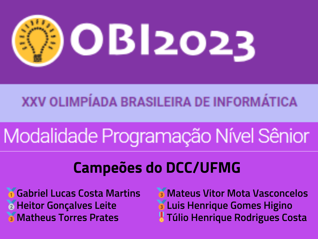 Alunos do DCC são destaque na XXV Olimpíada Brasileira de Informática