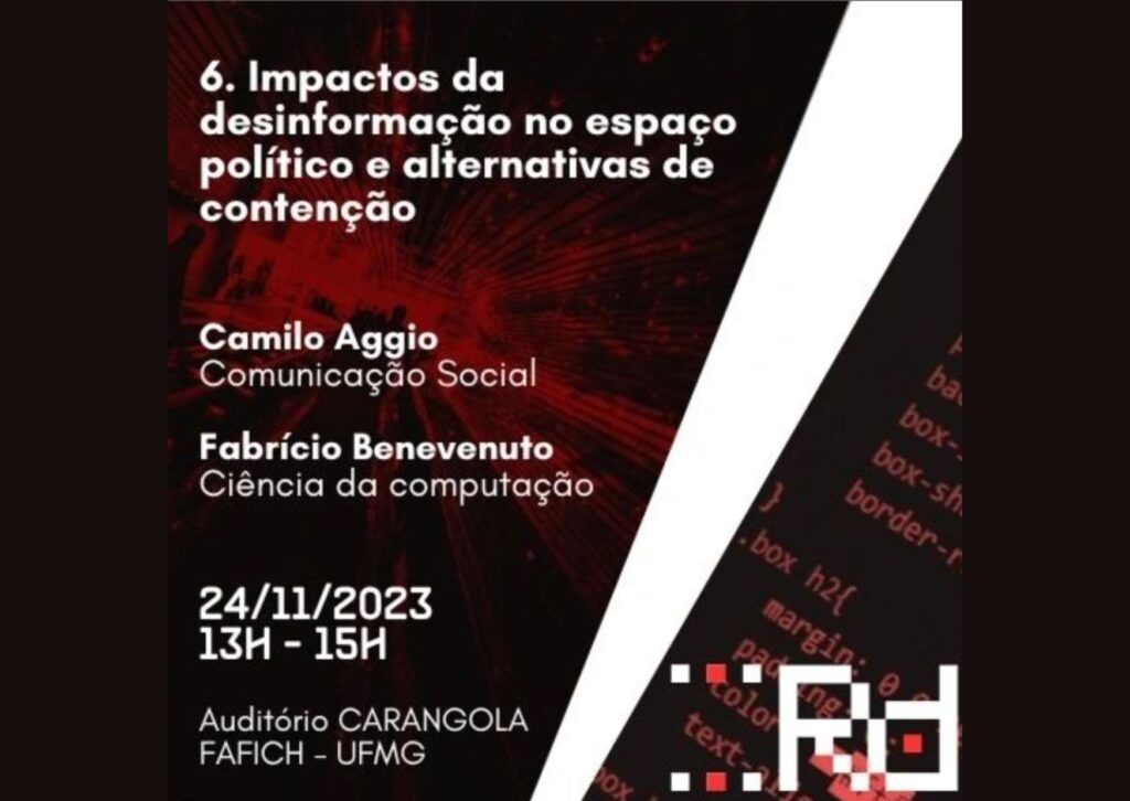Prof. Fabrício Benevenuto participa de Ciclo de Debates sobre desinformação na FAFICH