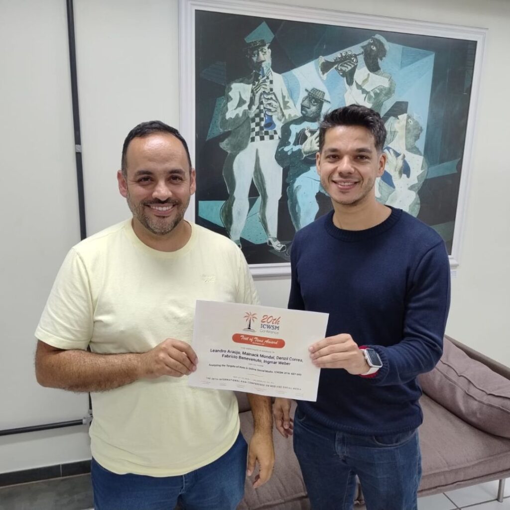 Pesquisa desenvolvida no DCC é premiada por influência duradoura na área de computação social