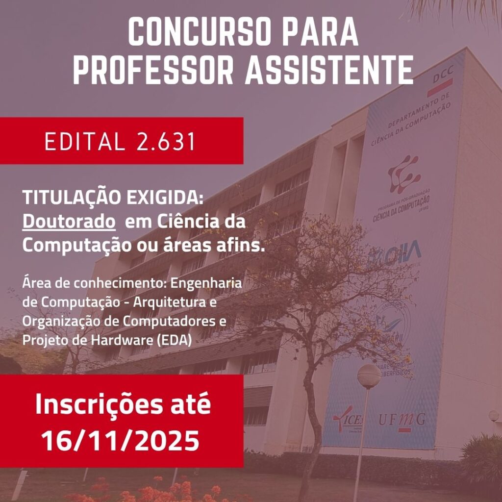 Concurso público oferece vagas para professor assistente em Ciência da Computação na UFMG