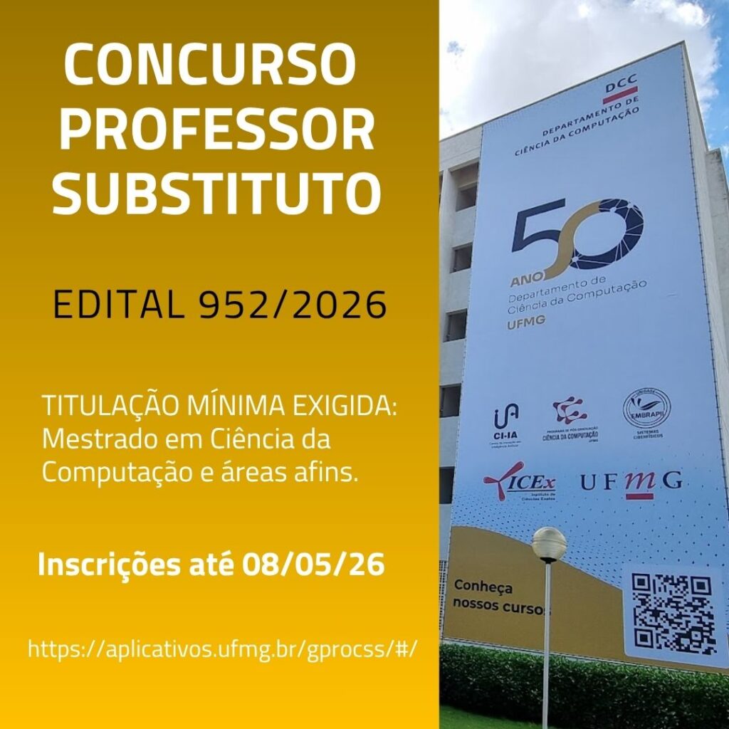 Publicado edital de concurso para professor substituto em Ciência da Computação na UFMG