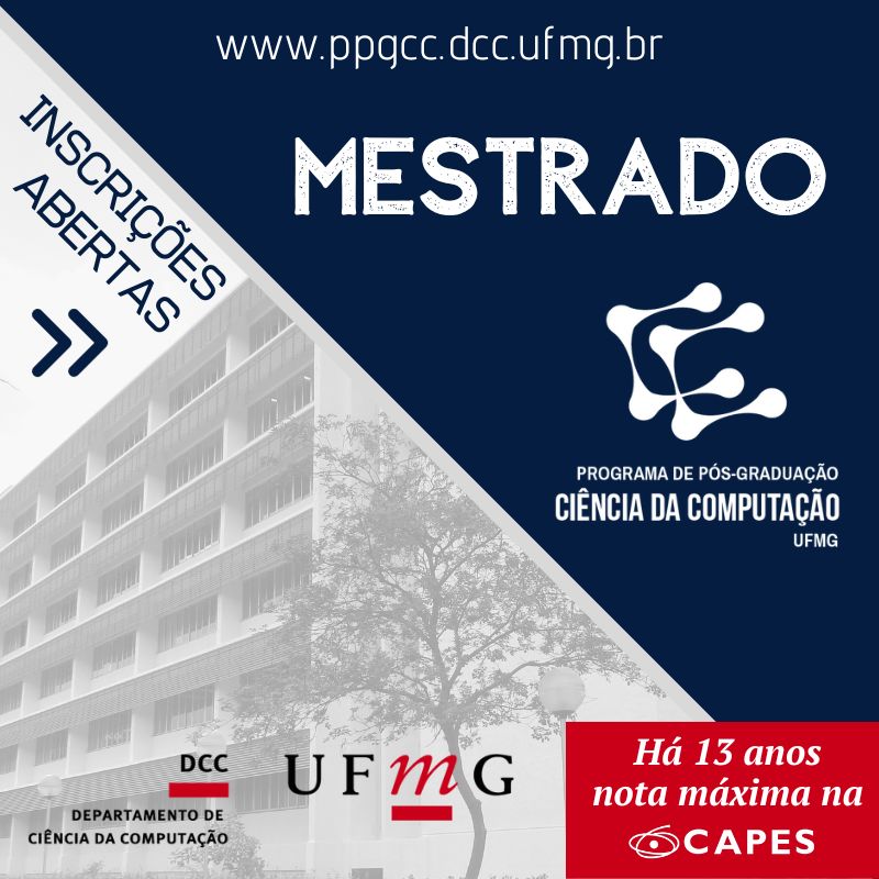 Programa de Pós-graduação em Ciência da Computação da UFMG abre inscrições para o mestrado – 1º semestre de 2024